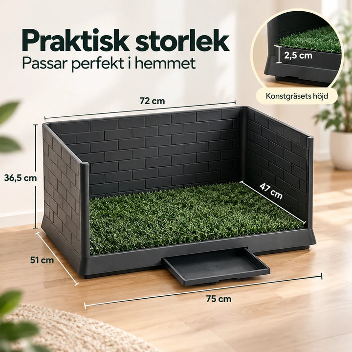 PawHut Hundtoalett med Skyddsväggar – Produktmått med tydliga måttlinjer – Djurslottet
