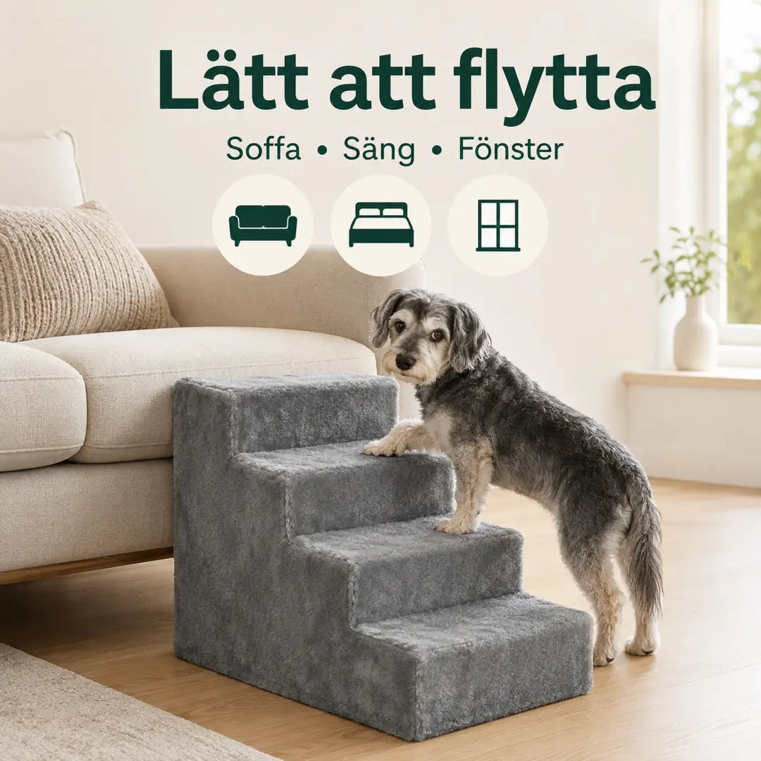 PawHut Husdjurstrappa med 4 Steg – PawHut Husdjurstrappa är lätt att flytta mellan soffa, säng och fönster – Djurslottet