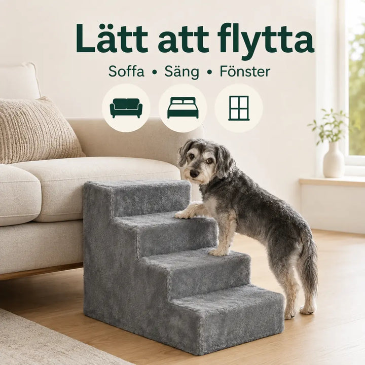 PawHut Husdjurstrappa med 4 Steg – PawHut Husdjurstrappa är lätt att flytta mellan soffa, säng och fönster – Djurslottet