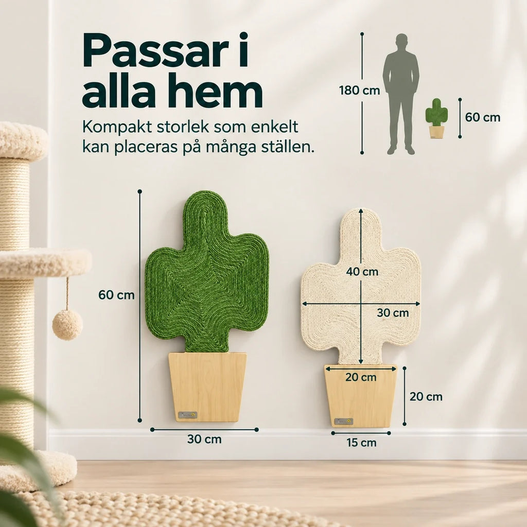 PawHut Väggmonterad Klösbräda – Mått och storleksjämförelse – Djurslottet