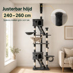 PawHut Klösträd Golv till Tak – Justerbart 240 till 260 cm i vardagsrum – Djurslottet