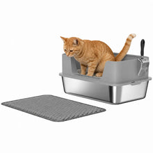 PawHut Rostfri Kattlåda med Matta