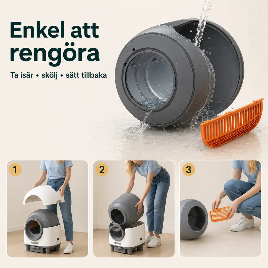 PawHut Självrengörande Kattlåda – Enkel att ta isär och rengöra – Djurslottet