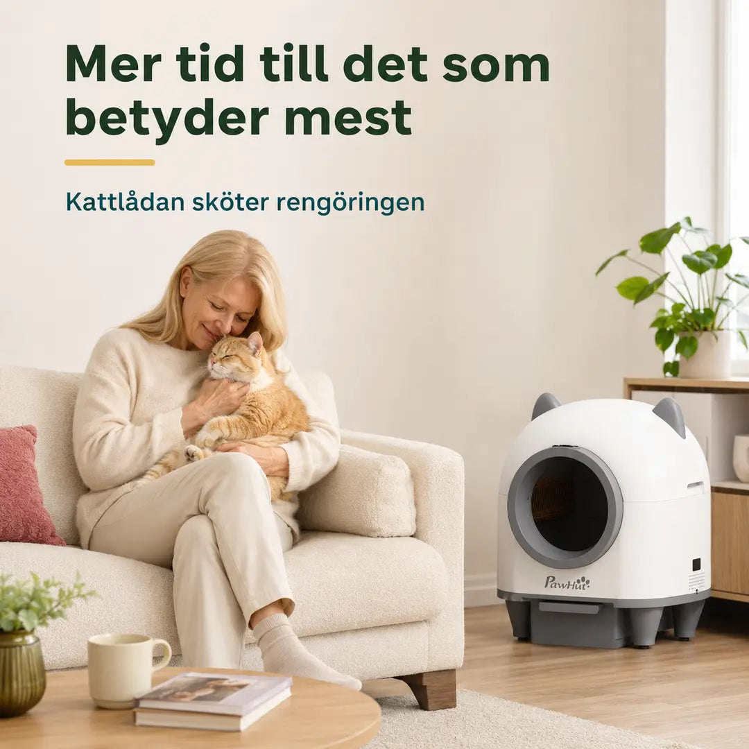 PawHut Självrengörande Kattlåda – Ger mer tid med katten – Djurslottet