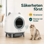 PawHut Självrengörande Kattlåda – Med 12 säkerhetssensorer – Djurslottet