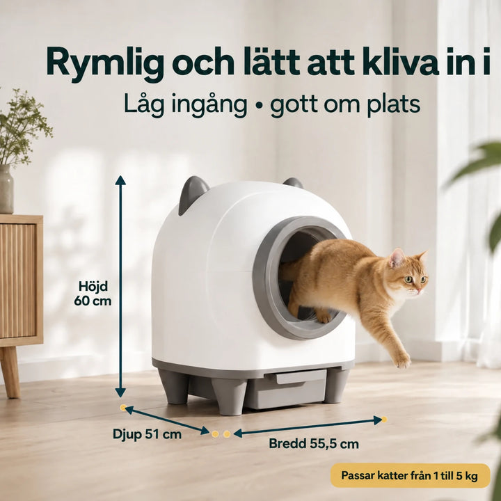 PawHut Självrengörande Kattlåda – mått och passform 1 till 5 kg – Djurslottet