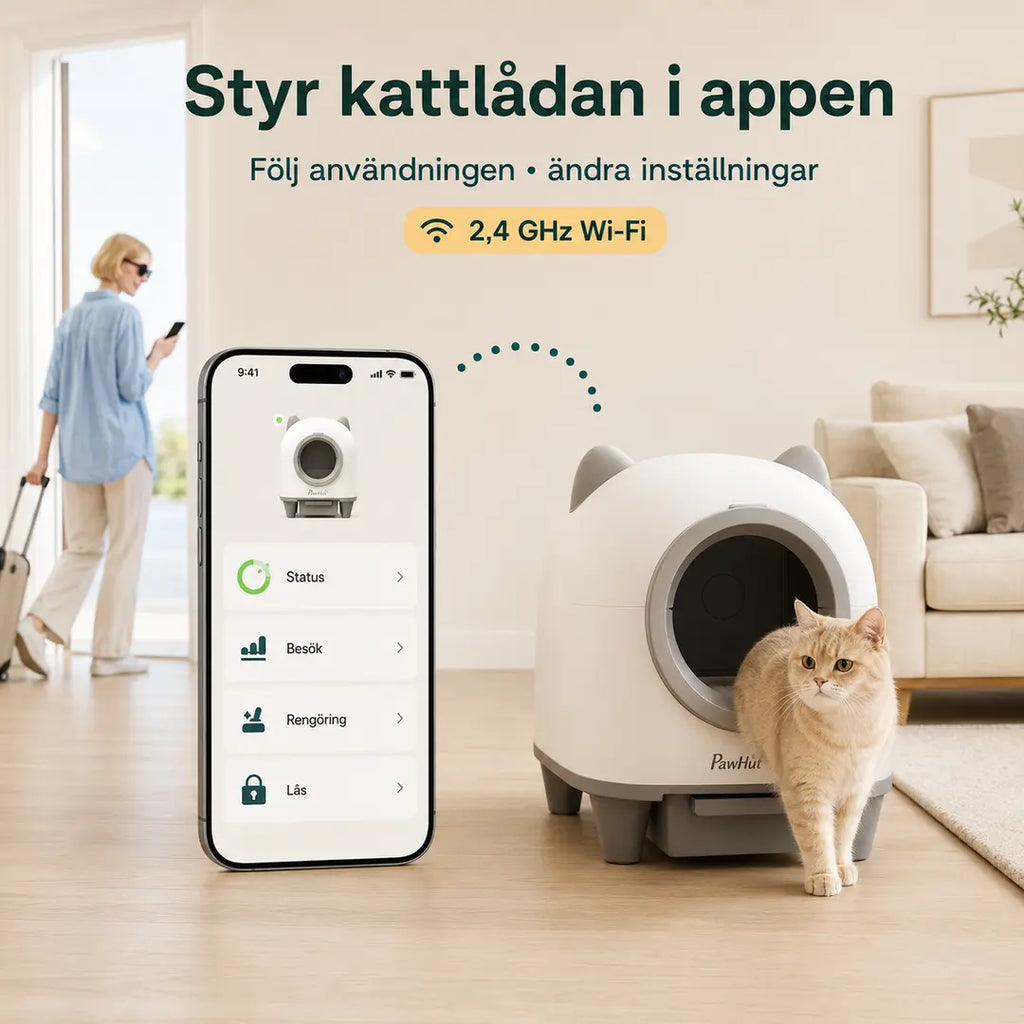 PawHut Självrengörande Kattlåda – Styrs via Tuya-appen – Djurslottet