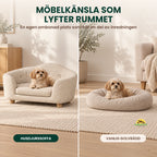 PawHut Husdjurssoffa på Träben jämförd med vanlig golvbädd