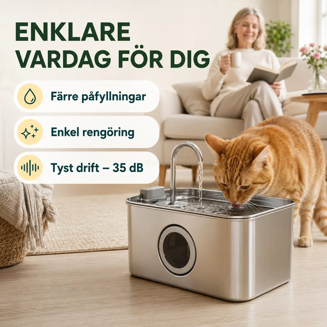 PawHut Vattenfontän 3,2 L – Ger färre påfyllningar i vardagen – Djurslottet