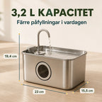 PawHut Vattenfontän 3,2 L – Mått 23 x 15,5 x 19,4 cm – Djurslottet