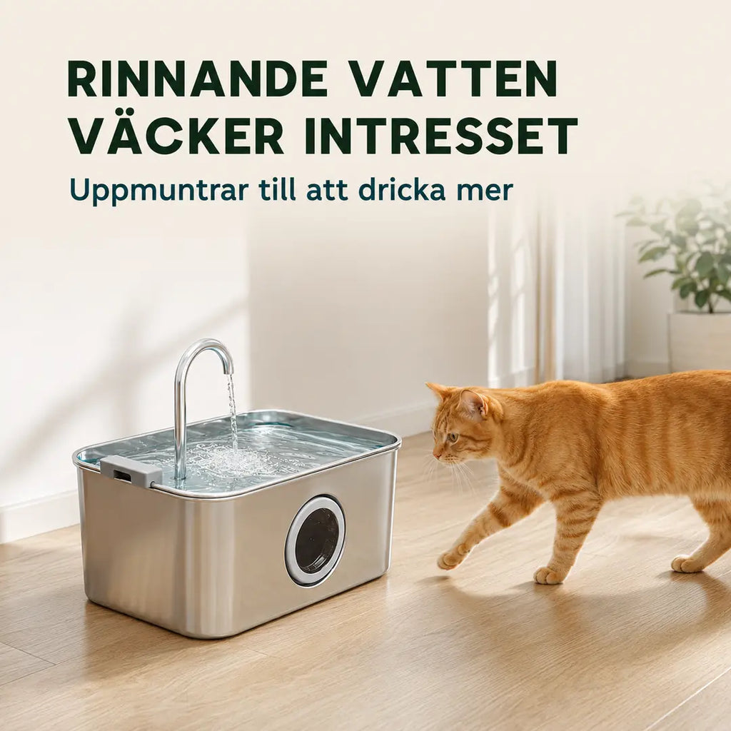 PawHut Vattenfontän 3,2 L – Med rinnande vatten som lockar katten – Djurslottet