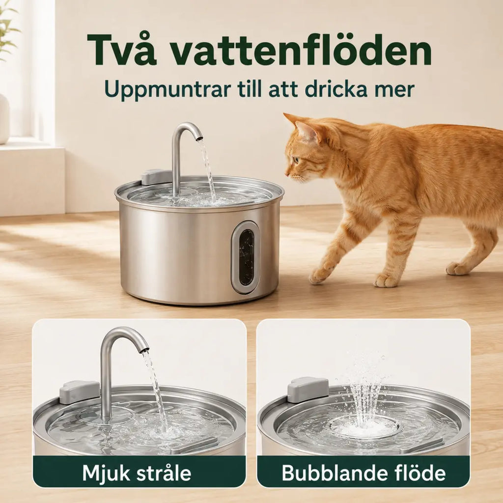 PawHut Vattenfontän för Katt 2,5 L – Med mjuk stråle och bubblande flöde – Djurslottet
