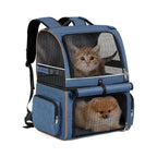 PetPacker Dubbel Ryggsäck blå variant med katt och hund - Djurslottet
