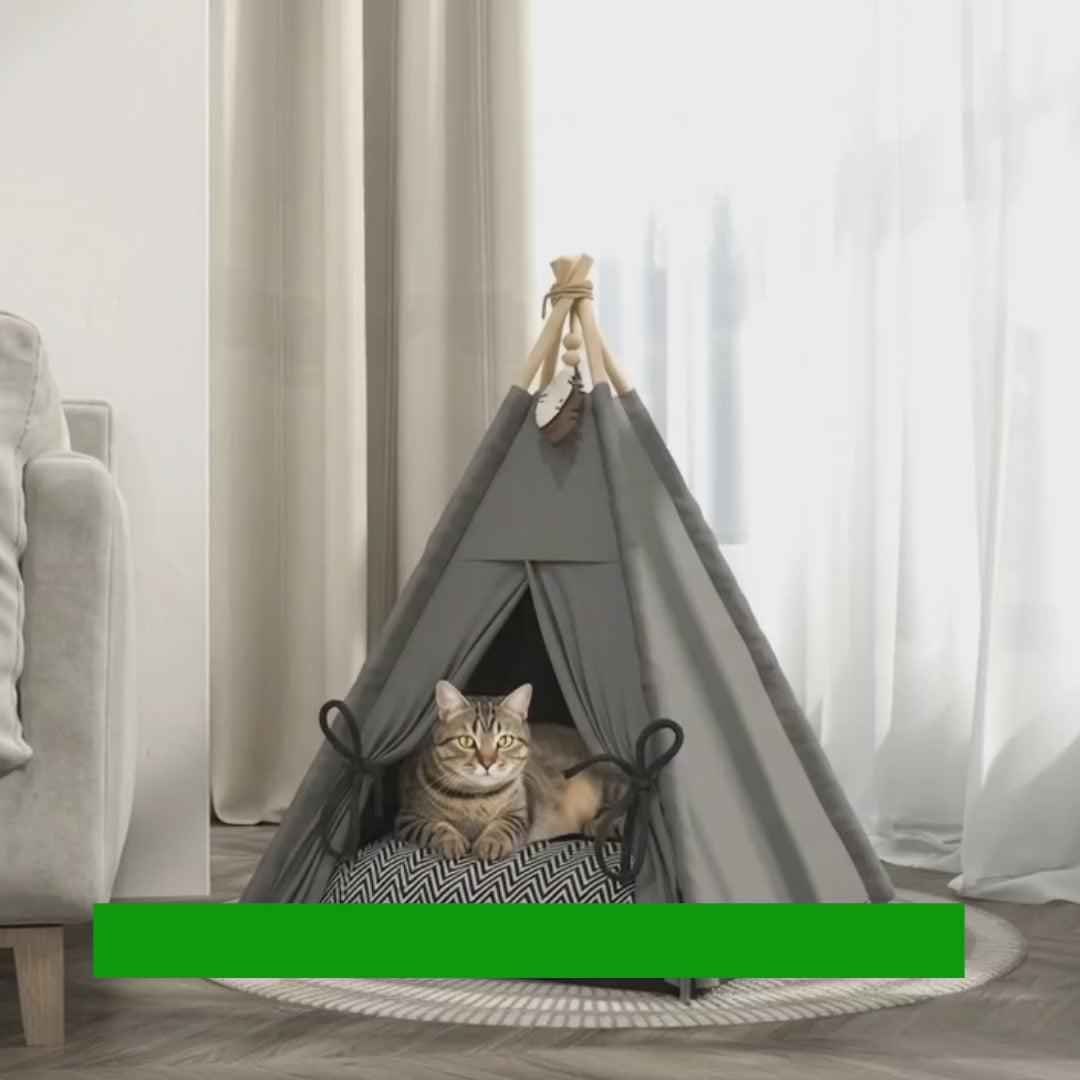 Video av PawHut Tipitält med Dyna för Hund och Katt - Djurslottet