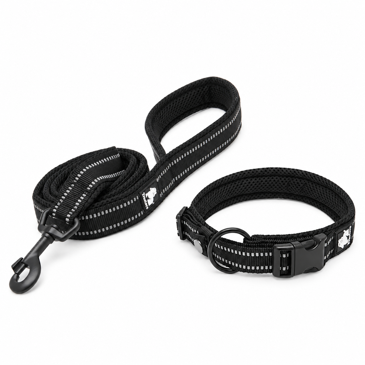 Reflexpaket – koppel och halsband, svart – Djurslottet