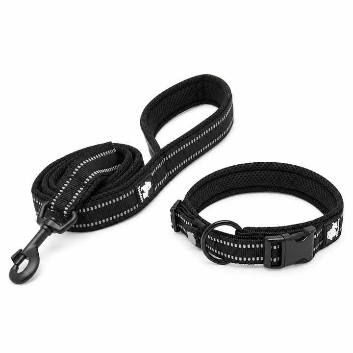 Reflexpaket – koppel och halsband, svart – Djurslottet