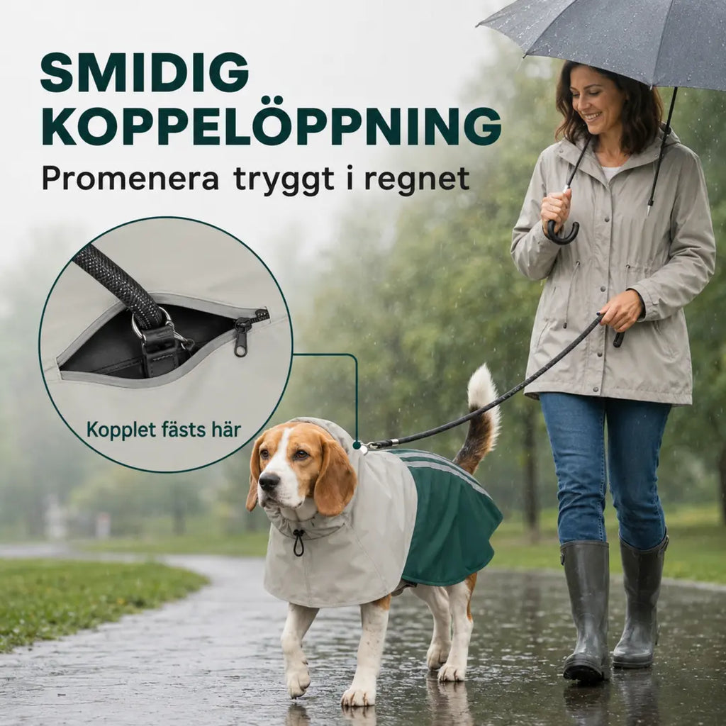 PawHut Hundregnjacka med koppelöppning på ryggen - Djurslottet