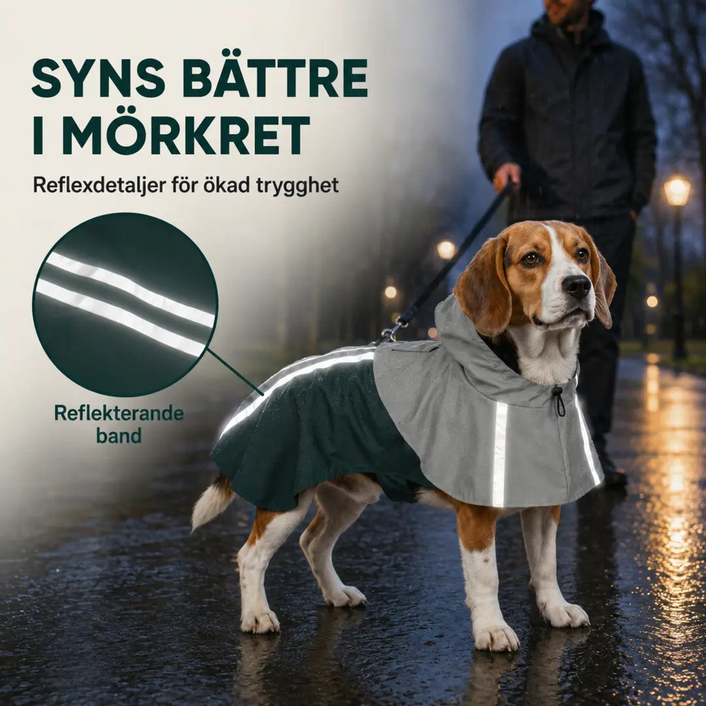 PawHut Hundregnjacka med reflexband som syns i mörkret - Djurslottet