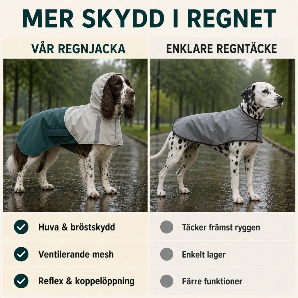 PawHut Hundregnjacka jämförd med ett enklare regntäcke - Djurslottet