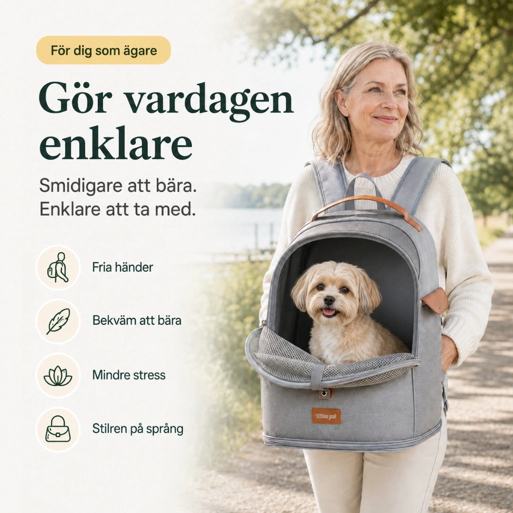 Enklare transport med ryggsäck än med hård bur - Djurslottet