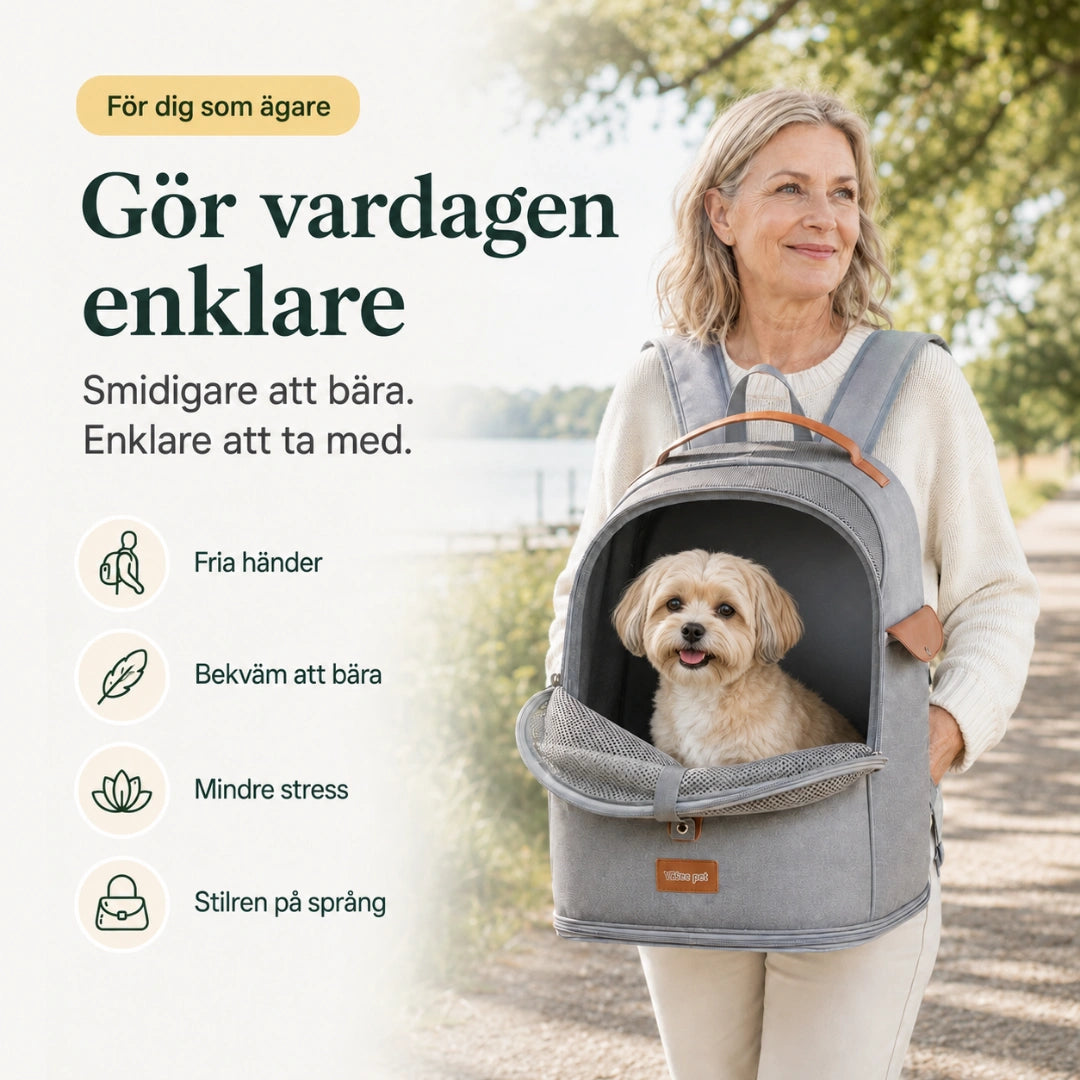 Enklare transport med ryggsäck än med hård bur - Djurslottet