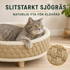 PawHut Djurbädd i Flätat Sjögräs närbild på slitstark flätad yta för klovård - Djurslottet