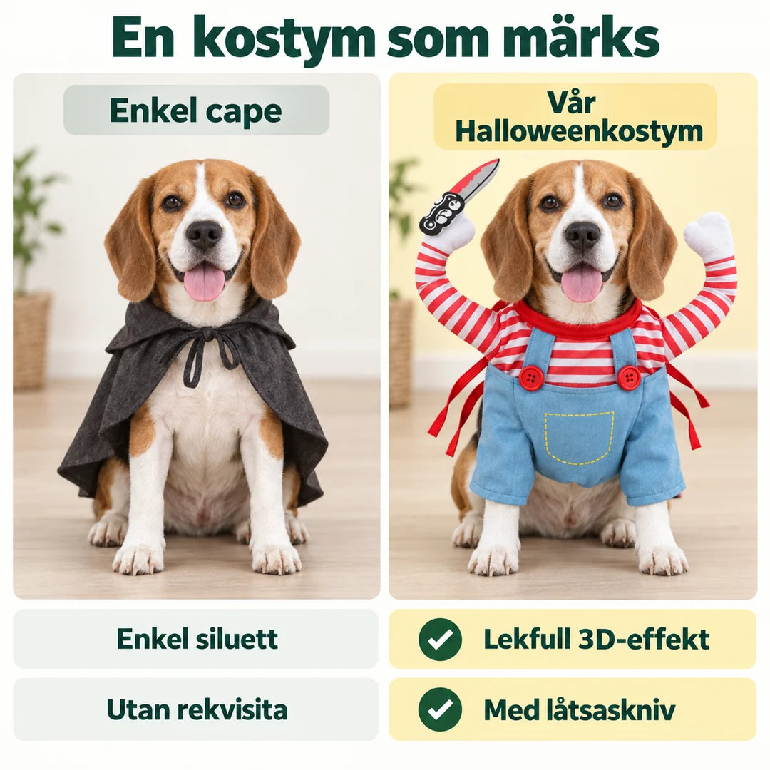 Halloweenkostym för hund & katt - Jämförelse med enkel cape - Djurslottet