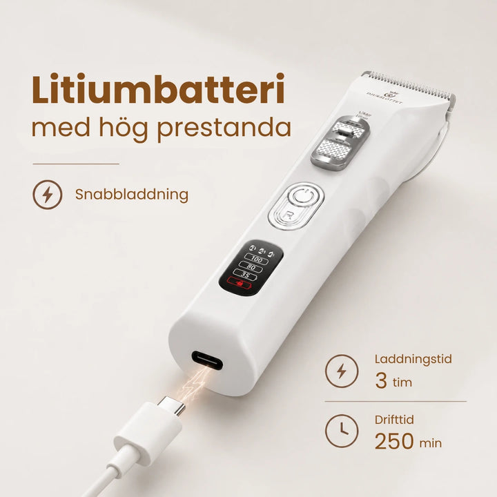 SMEHNSER D9 Djurtrimmer med litiumbatteri, snabbladdning och upp till 250 minuters drifttid från Djurslottet