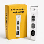 SMEHNSER D9 Djurtrimmer med gul förpackning och vit trimmer från Djurslottet