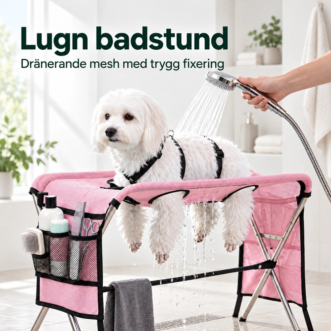 TailCare Trimbord med Hängmatta - Rosa hängmatta med dränerande mesh - Djurslottet