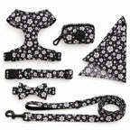 Tassvyn Hundselepaket – svartvitt 6-delat set med sele, halsband, koppel och tillbehör – Djurslottet