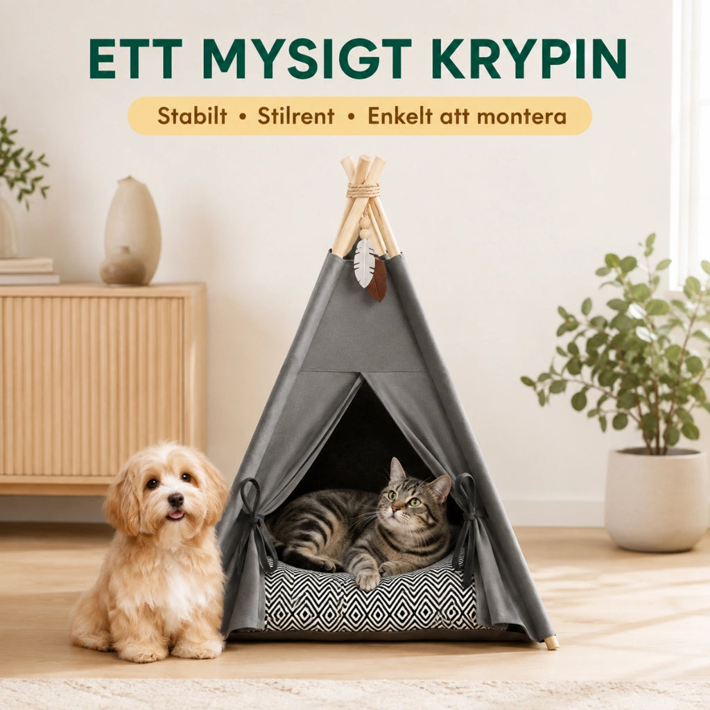 PawHut Tipitält med Dyna som mysigt krypin för hund och katt - Djurslottet