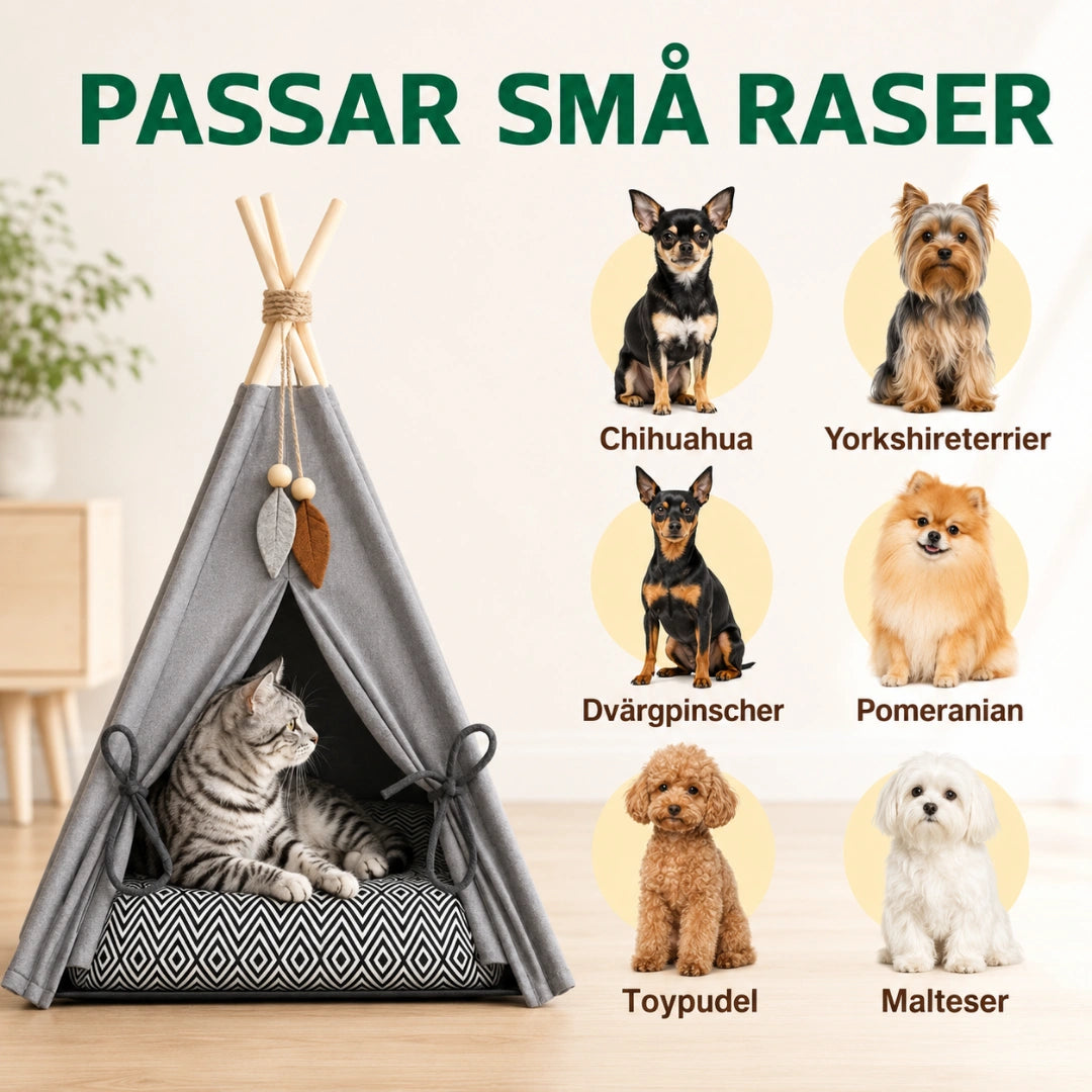 PawHut Tipitält med Dyna passar små hundraser och katter - Djurslottet
