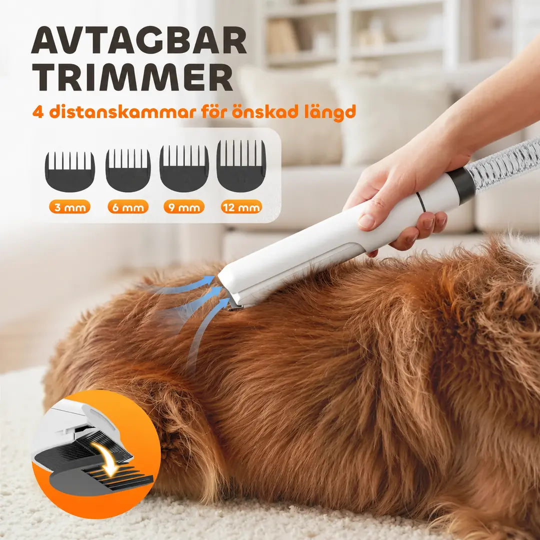 PawHut Hundtrimmer med avtagbar trimmer och distanskammar 3 till 12 mm - Djurslottet