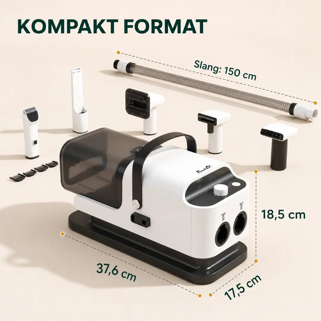 PawHut Hundtrimmer mått 37,6 x 17,5 x 18,5 cm med 150 cm slang - Djurslottet