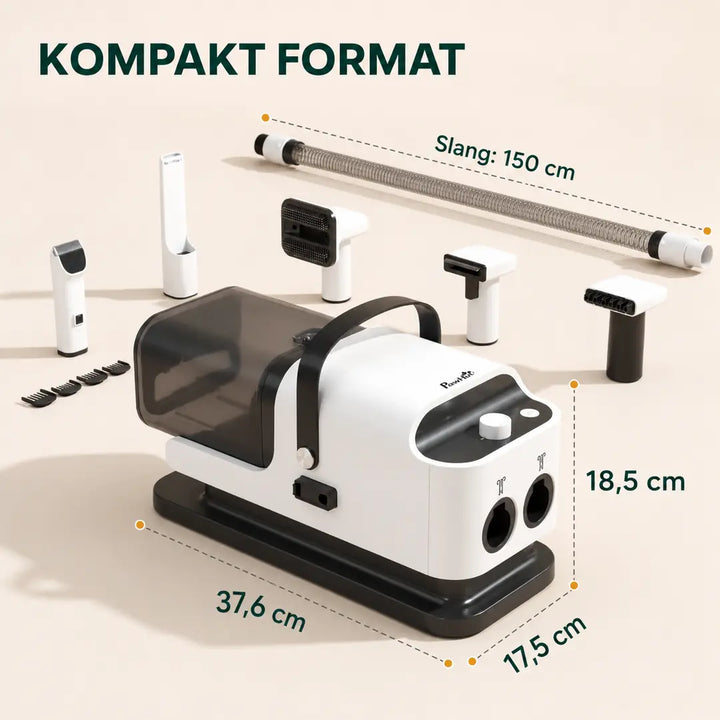 PawHut Hundtrimmer mått 37,6 x 17,5 x 18,5 cm med 150 cm slang - Djurslottet