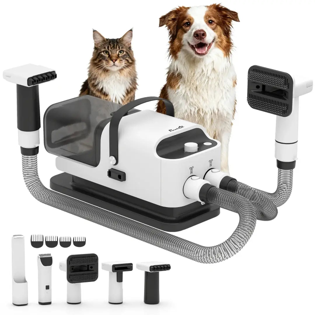 PawHut Hundtrimmer 5-i-1 med dammsugare och alla tillbehör - Djurslottet