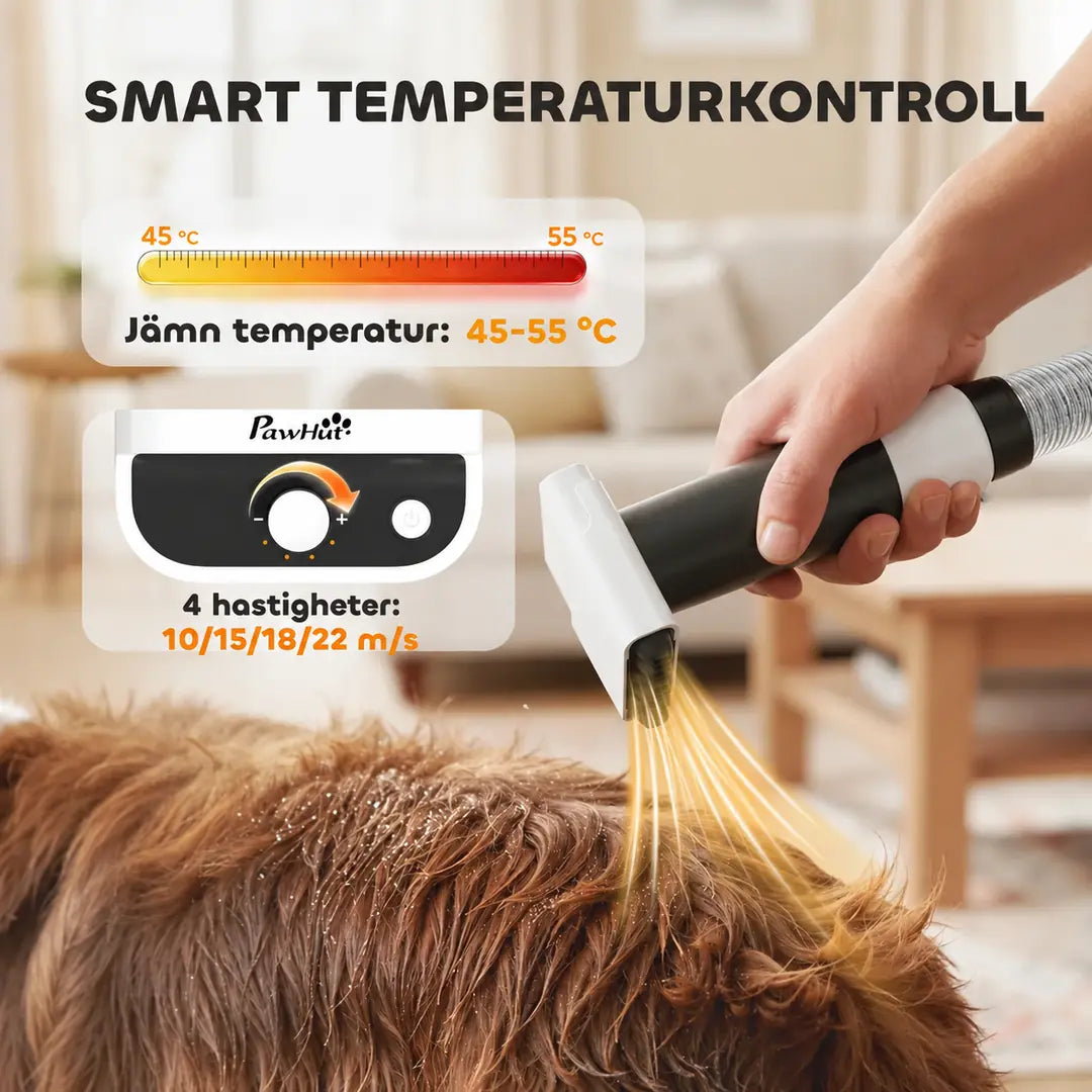 PawHut Hundtrimmer med jämn temperatur 45 till 55 grader och fyra hastigheter - Djurslottet