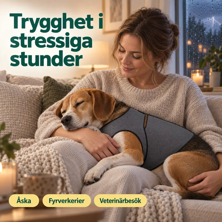 Tryggivo Lugnande hundväst vid åska, fyrverkerier, resa och veterinärbesök – Djurslottet