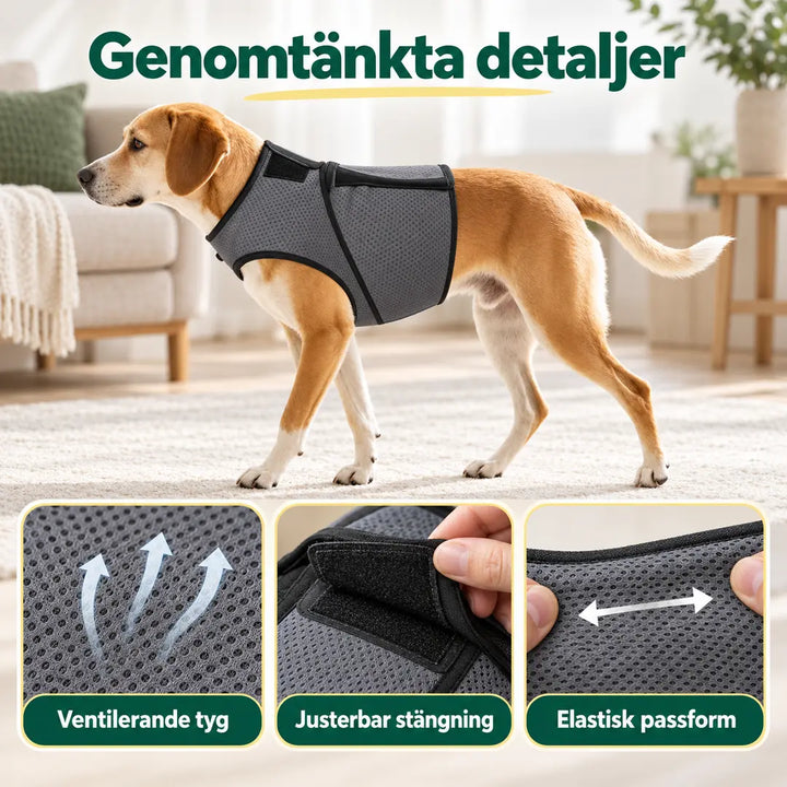 Tryggivo Lugnande hundväst med kardborre, stretch och mesh – Djurslottet