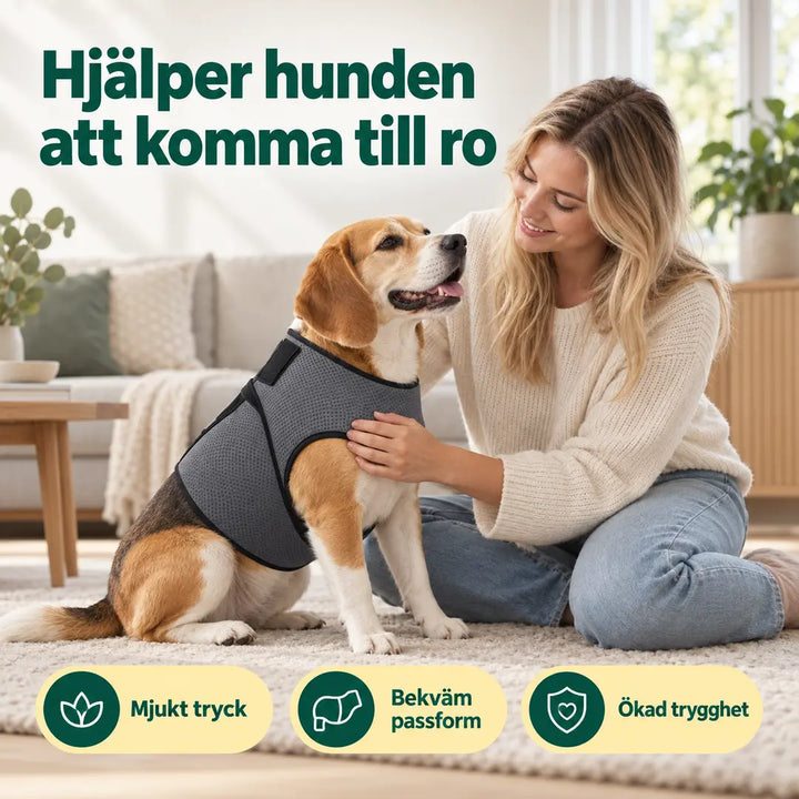 Mjukt jämnt tryck runt bålen med Tryggivo Lugnande hundväst – Djurslottet
