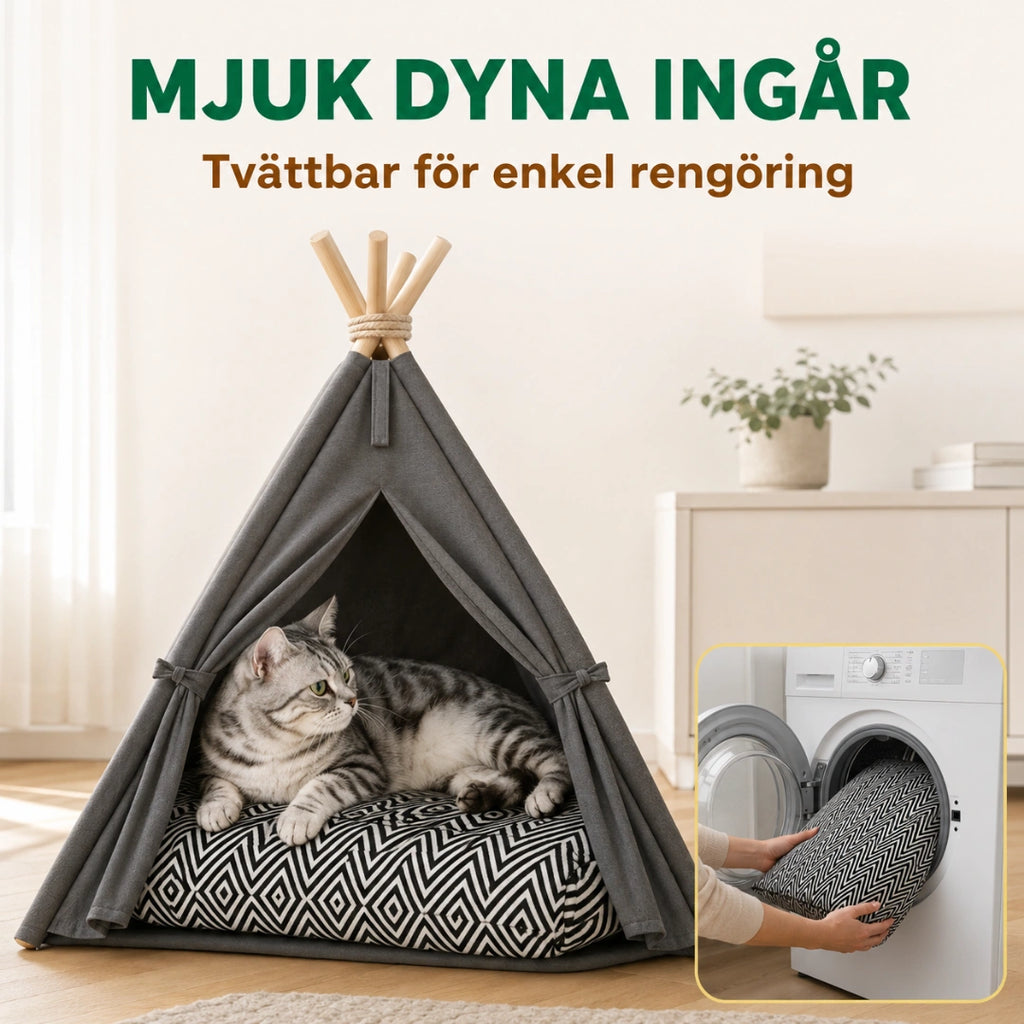 PawHut Tipitält med Dyna som kan tas ut och tvättas - Djurslottet