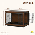 Inredningsbord med Inbyggd Hundbur, storlek L: 98 × 59 × 75 cm yttermått - Djurslottet