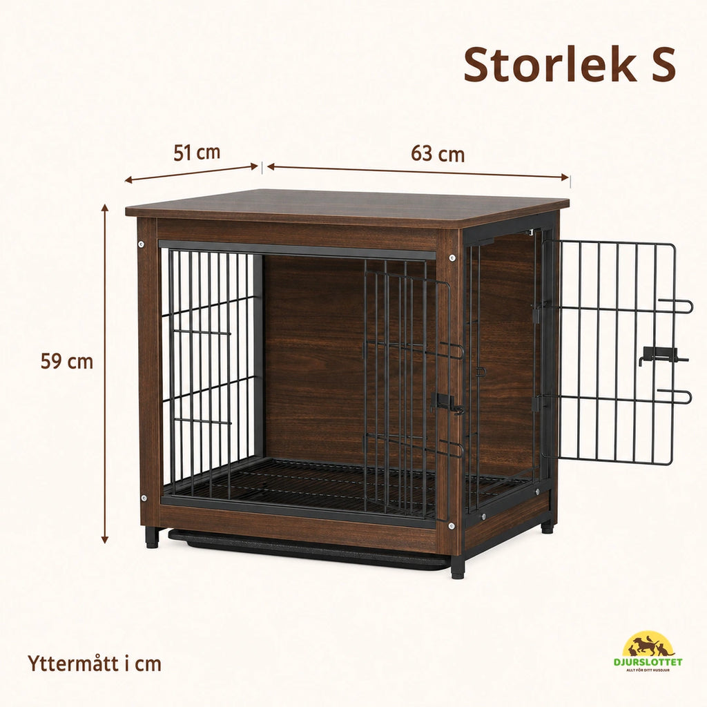 Inredningsbord med Inbyggd Hundbur, storlek S: 63 × 51 × 59 cm yttermått - Djurslottet