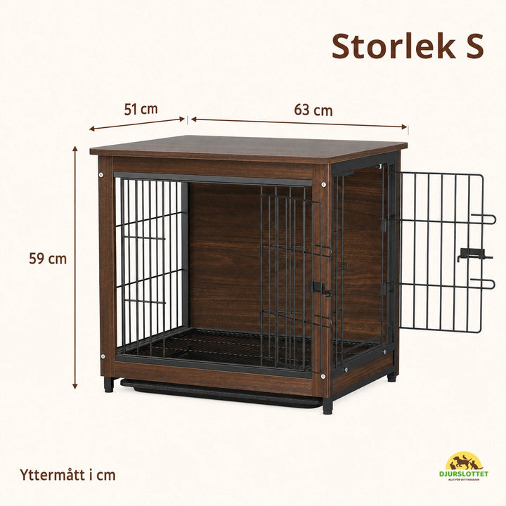 Inredningsbord med Inbyggd Hundbur, storlek S: 63 × 51 × 59 cm yttermått - Djurslottet