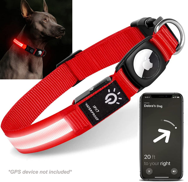 Lysande Airtag halsband GPS För hundar - Djurslottet