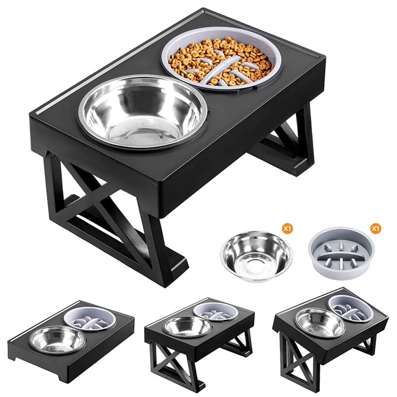 Upphöjd Matskål Katt, 
Hund Matskål, Justerbar Upphöjd Matskål - Djurslottet