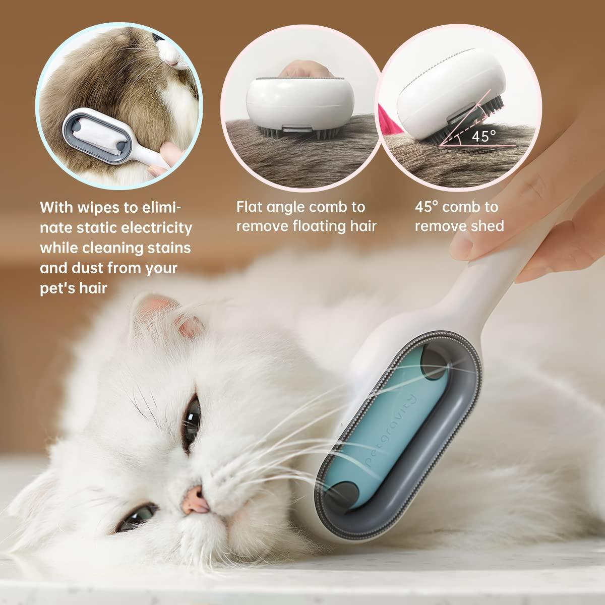 Kattborste Långhårig, 
Hundborste Långhårig, Dubbelsidig wipeorste för hundar och katter - Blå färg