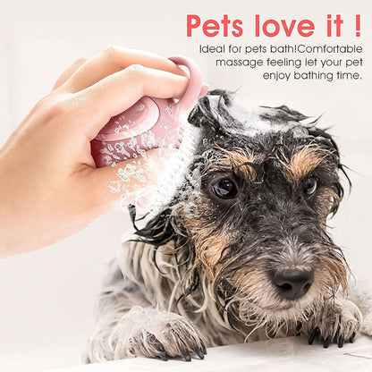 Dog Bath Brush Super Soft Bath Bottle Divider Silicone Shower Brush Body Brush For Dogs And Cats Refillable Shower Gel - djurslottet