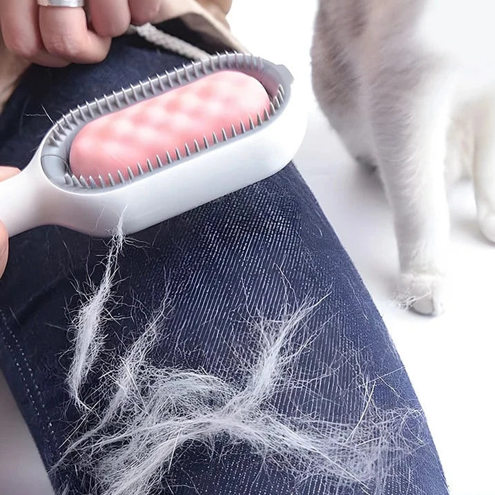 Kattborste Långhårig, 
Hundborste Långhårig, Dubbelsidig wipeorste för hundar och katter - Blå färg